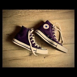 Purple high top converse sneakers